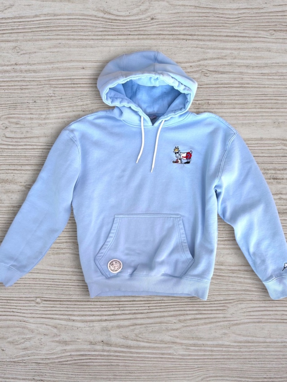 GOAT USA Lacrosse Hoodie Light Blue Embroidered Fleece Pullover Adult XS
